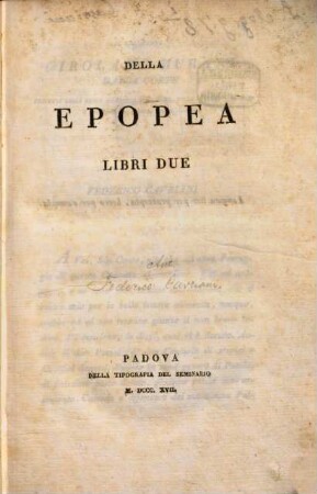 Della Epopea : libri due