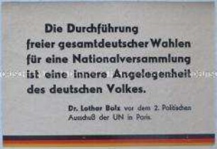 Klebezettel aus der DDR zur Verbreitung in Berlin (West) für gesamtdeutsche Wahlen