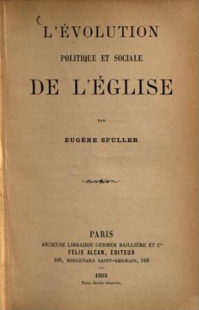 L'Évolution politique et sociale de l'Église