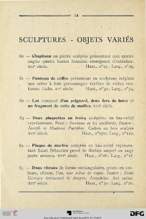 Sculptures – Objets Variés (Nr. 60-75)