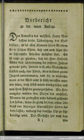 Vorbericht zu der neuen Auflage