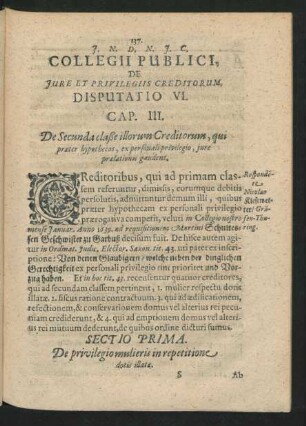 Disputatio VI. Respondente Nicolao Kiesewetter