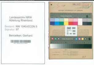 Entnazifizierung Gerhard Benoelken , geb. 17.09.1889 (Baeckermeister)