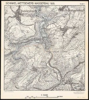 Talsperre für den Hahnenbach bei Kirn Schinkelwettbewerb 1935: Lageplan 1:5000