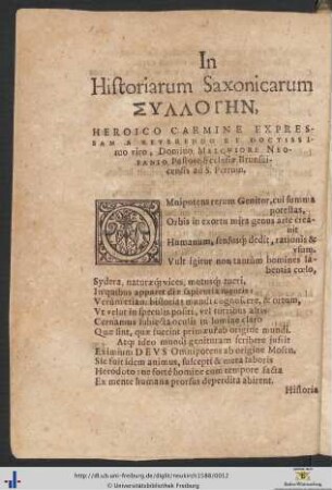 In Historiarum Saxonicarum, heroico carmine