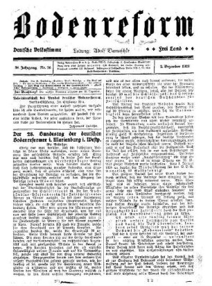 Der 28. Bundestag der deutschen Bodenreformer i. Marienburg i. Westp. : (Fortsetzung)