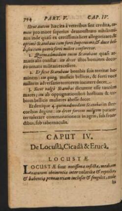 Caput IV. De Locusta, Cicada & Eruca.