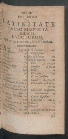 I. Auctorum, qui in eo citantur, & vel laudantur, vel notantur.