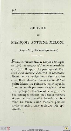 Oeuvre de François Antoine Meloni