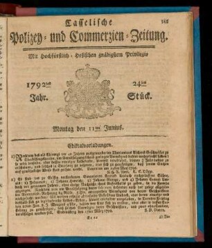 24tes Stück, Montag den 11ten Junius. 1792