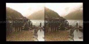 Touristengruppe am Strand von Leon