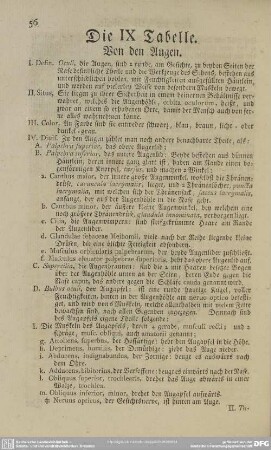 Die IX Tabelle. Von den Augen