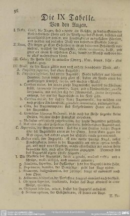 Die IX Tabelle. Von den Augen