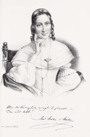 Bildnis Ida Gräfin von Hahn-Hahn. Druck nach Lithographie von F. Gutsch senior