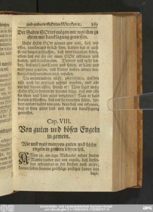 Cap. VIII. Von guten und bösen Engeln in gemein.