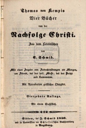 Thomas von Kempis Vier Bücher von der Nachfolge Christi