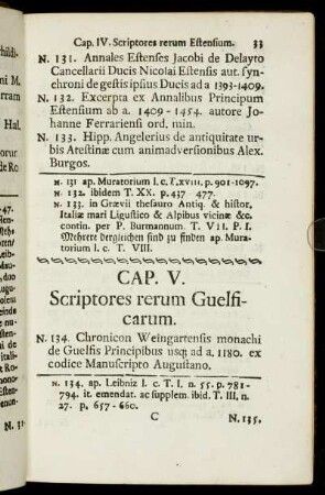 Cap. V. Scriptores rerum Guelficarum
