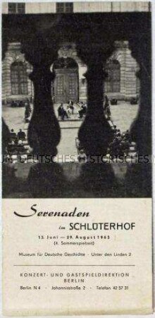 Programm der Veranstaltungen im Schlüterhof des Museums für Deutsche Geschichte im Sommer 1964