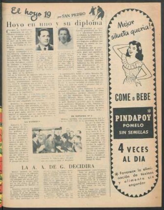 Hoyo en uno y su diploma : El hoyo 19