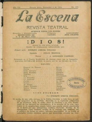 ¡Dios! : drama en tres actos, original