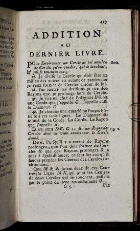 Addition au Dernier Livre. Règles arithmétiques du Toise.