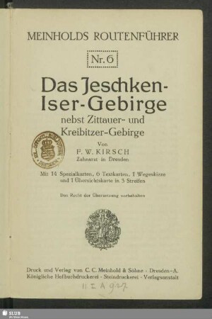 Nr. 6: Das Jeschken-Iser-Gebirge nebst Zittauer- und Kreibitzer-Gebirge