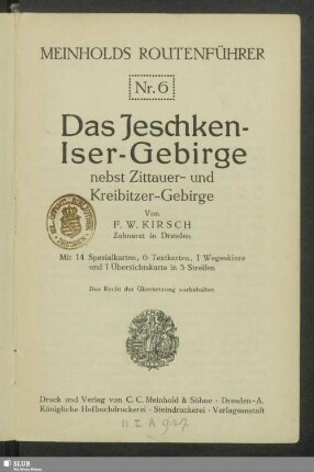 Nr. 6: Das Jeschken-Iser-Gebirge nebst Zittauer- und Kreibitzer-Gebirge