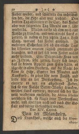 Das XIV. Capitel. Vom der Melancholey
