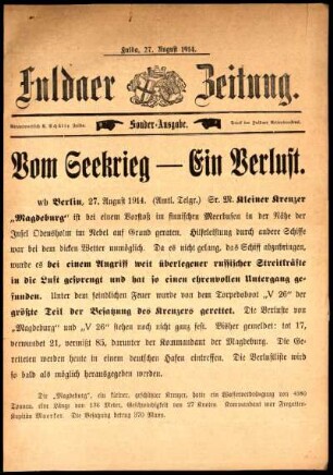Ausgabe vom Donnerstag, den 27. August 1914.