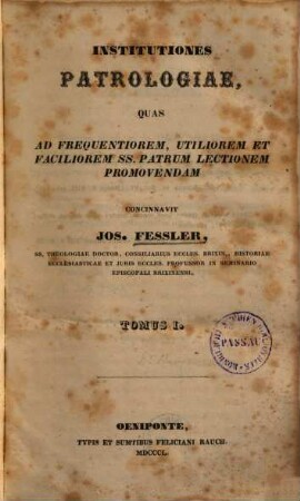 Institutiones patrologiae, 1