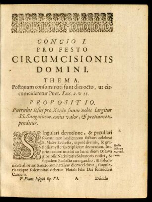 Concio I. Pro Festo Circumcisionis Domini.