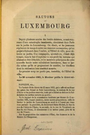 Sauvons le Luxembourg : [Umschlagt.]