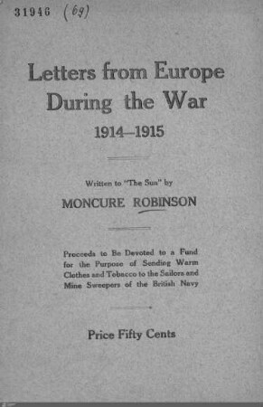 Letters from Europe during the War 1914-1915