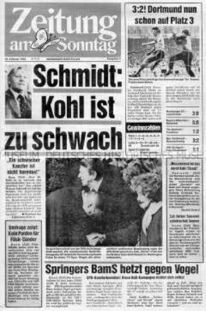 "Zeitung am Sonntag", Sozialdemokratische Sonntagszeitung, Ausgabe Nordrhein-Westfalen