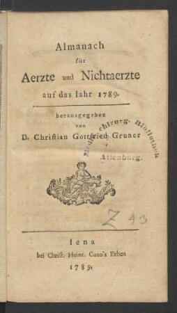 1789: Almanach für Aerzte und Nichtaerzte