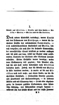 I. Abreise aus Sicilien. - Euböa und seine Inseln. - Attika. - Morea. - Maina und die Mainotten.