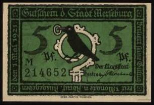 5 Pfennig Gutschein der Stadt Merseburg