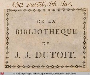 Exlibris des Joh. Jac. Dutoit
