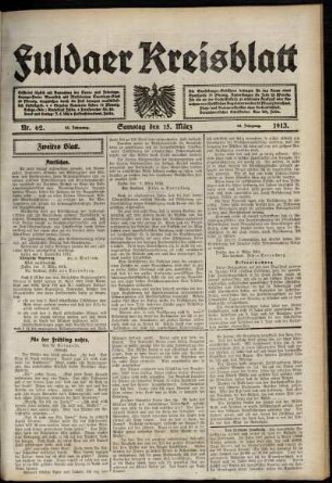 Zweite Ausgabe vom Samstag, den 15. März 1913.