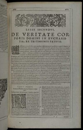 Liber Secundus, De Vertitate Corporis Domini In Eucharistia, Ex Testimoniis Patrum.