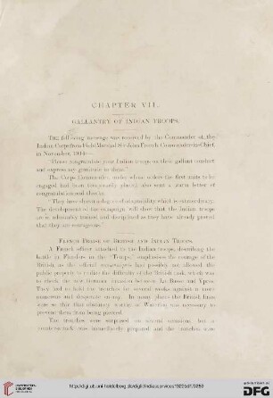 Chapter VII – Gallantry of Indian troops