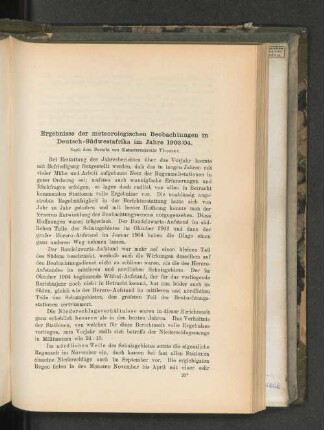 Ergebnisse der meteorologischen Beobachtungen in Deutsch-Südwestafrika im Jahre 1903/04.