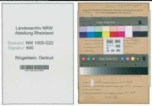 Entnazifizierung Gertrud Ringelstein , geb. 29.08.1906 (Einzelhaendlerin)