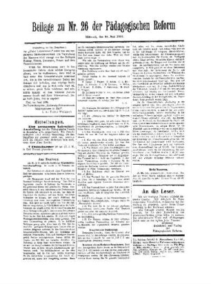 Mitteilungen : Beilage zu Nr. 26 der Pädagogischen Reform