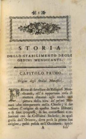 Storia dello stabilimento dei Monaci mendicanti