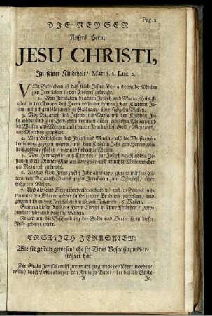 Die Reysen Unsers Herrn Jesu Christi, [...]