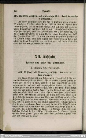 XII. Abschnitt. Warme und kalte süße Entremets