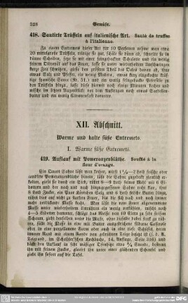 XII. Abschnitt. Warme und kalte süße Entremets