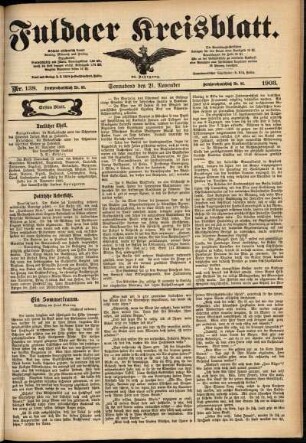 Erste Ausgabe vom Samstag, den 21. November 1903.
