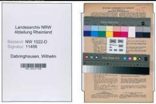 Entnazifizierung Wilhelm Dabringhausen , geb. 03.03.1895 (Kaufmann)